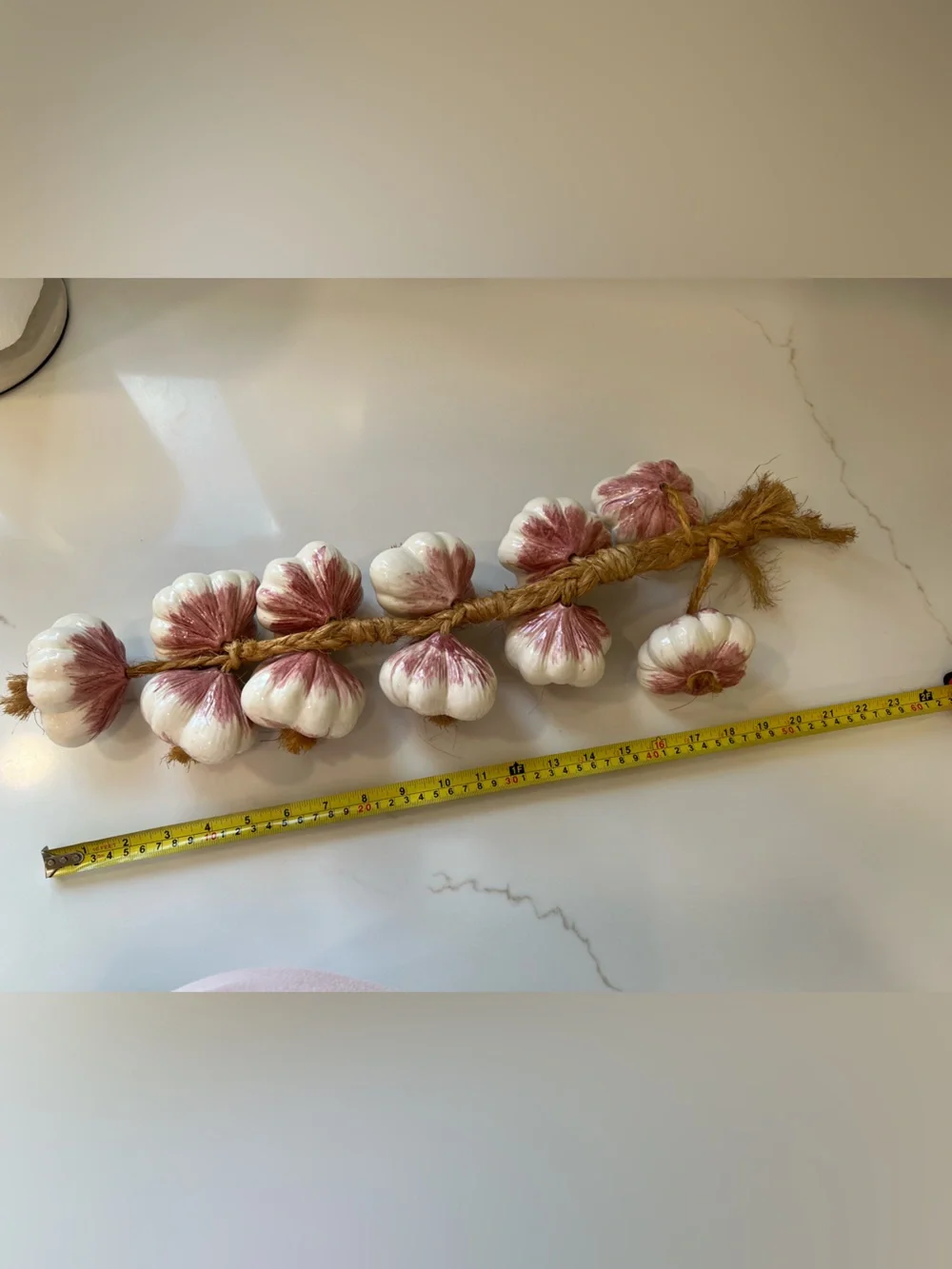 Vintage Ceramic Garlic Bulb Hanging Braid - kitchen decor
